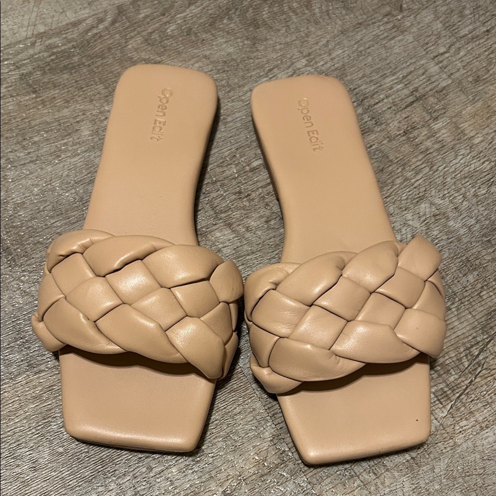 Open Edit Women's Beige Braided Sandals
